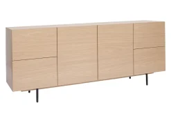 Miliboo Buffet-Buffet design finition bois clair chêne et métal noir 2 portes 4 tiroirs L180 cm ALASKA