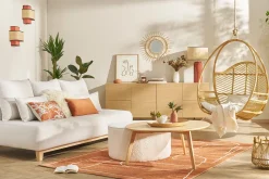 Miliboo Buffet-Buffet design finition bois clair chêne et métal noir 2 portes 4 tiroirs L180 cm ALASKA