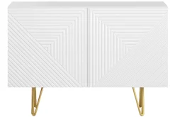 Miliboo Buffet-Buffet design gravé blanc mat et métal doré 2 portes L107 cm OZEN