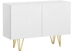 Miliboo Buffet-Buffet design gravé blanc mat et métal doré 2 portes L107 cm OZEN