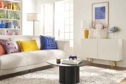 Miliboo Buffet-Buffet design gravé blanc mat et métal doré 2 portes L107 cm OZEN