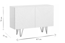 Miliboo Buffet-Buffet design gravé blanc mat et métal doré 2 portes L107 cm OZEN
