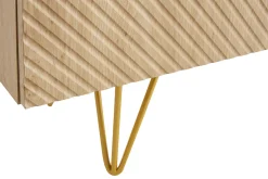 Miliboo Buffet-Buffet design gravé finition bois clair chêne et métal doré 3 portes L160 cm OZEN