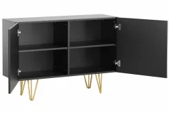Miliboo Buffet-Buffet design gravé noir et métal doré 2 portes L107 cm OZEN