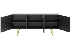 Miliboo Buffet-Buffet design gravé noir et métal doré 3 portes L160 cm OZEN