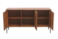 Miliboo Buffet-Buffet en bois foncé manguier massif et métal noir 3 portes L140 cm ONDA