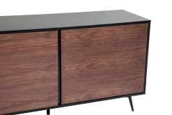 Miliboo Buffet-Buffet en bois foncé noyer, noir mat et métal noir 3 portes L200 cm MERMOZ