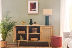 Miliboo Buffet-Buffet en bois manguier et cannage rotin 3 portes L145 cm LAKA