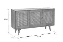 Miliboo Buffet-Buffet en bois manguier et cannage rotin 3 portes L145 cm LAKA