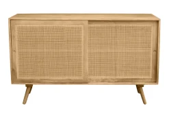 Miliboo Buffet-Buffet en bois manguier massif et cannage rotin 2 portes coulissantes L135 cm ACANGE