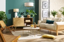 Miliboo Buffet-Buffet en bois manguier massif et cannage rotin 2 portes coulissantes L135 cm ACANGE