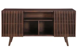 Miliboo Buffet-Buffet en manguier massif teinté bois foncé 2 portes coulissantes L140 cm ALBA