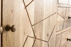 Miliboo Buffet-Buffet gravé en bois manguier massif et métal doré 2 portes 3 tiroirs L145 cm LINIUM