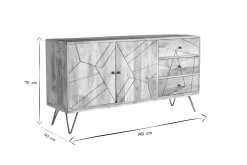 Miliboo Buffet-Buffet gravé en bois manguier massif et métal doré 2 portes 3 tiroirs L145 cm LINIUM
