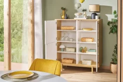 Miliboo Buffet-Buffet haut scandinave bois et blanc 4 portes L110 cm SID