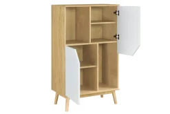 Miliboo Buffet-Buffet haut scandinave bois clair et blanc 2 portes L70 cm TALIA