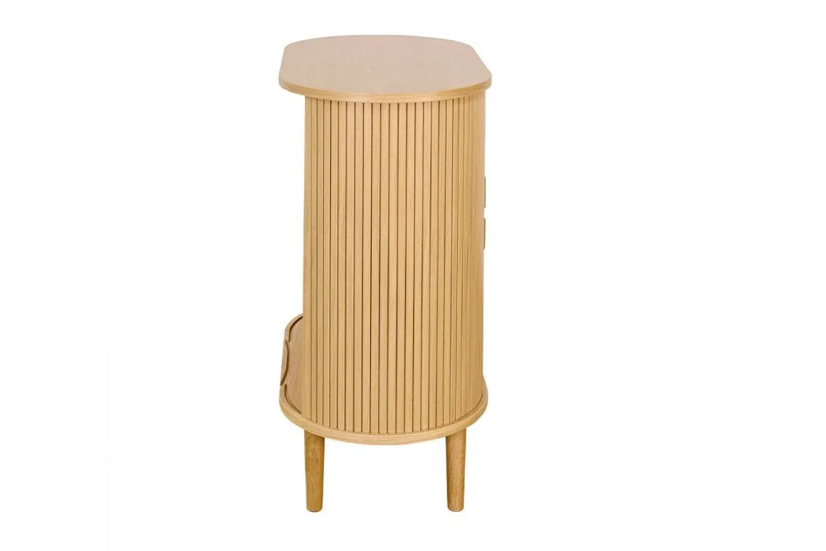 Miliboo Buffet|Meuble D'entrée-Buffet haut vintage avec portes coulissantes bois clair chêne L70 cm EPIC