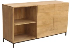 Miliboo Buffet-Buffet industriel en bois manguier massif et métal noir 2 portes L145 cm YPSTER