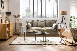 Miliboo Buffet-Buffet industriel en bois manguier massif et métal noir 2 portes L145 cm YPSTER