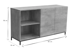 Miliboo Buffet-Buffet industriel en bois manguier massif et métal noir 2 portes L145 cm YPSTER