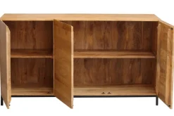 Miliboo Buffet-Buffet industriel en bois manguier massif et métal noir 3 portes L145 cm YPSTER