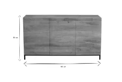 Miliboo Buffet-Buffet industriel en bois manguier massif et métal noir 3 portes L145 cm YPSTER