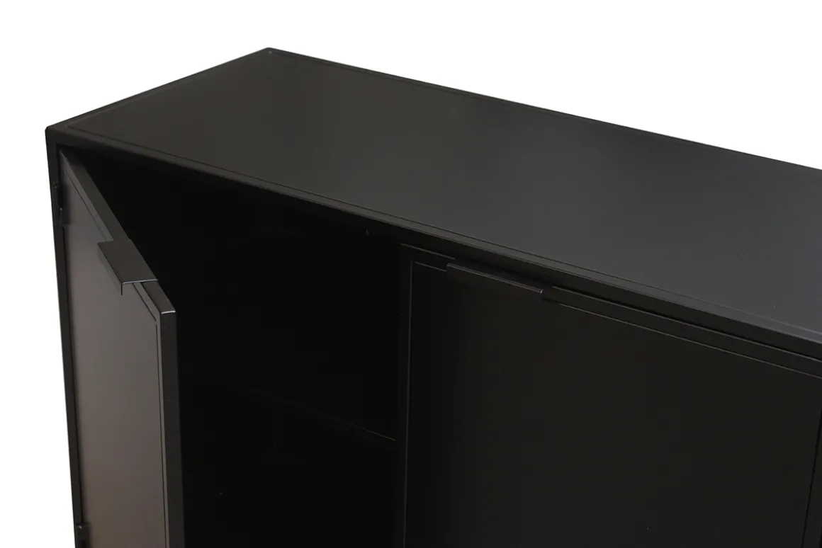 Miliboo Buffet-Buffet industriel en métal noir 2 portes L180 cm KARL
