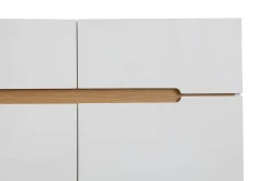 Miliboo Buffet-Buffet scandinave blanc brillant et finition bois clair 2 portes 2 tiroirs L80cm MELKA