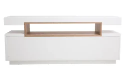 Miliboo Buffet-Buffet scandinave blanc mat et bois 4 portes L180 cm LIVO