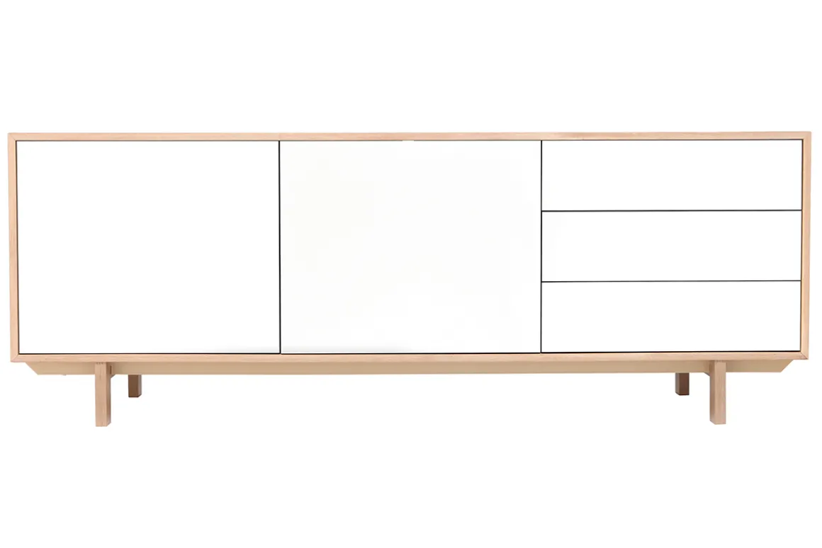 Miliboo Buffet-Buffet scandinave bois et blanc 2 portes 3 tiroirs L195cm SID