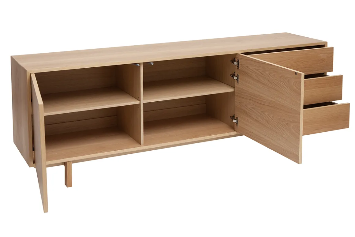 Miliboo Buffet-Buffet scandinave en bois clair 2 portes 3 tiroirs L195cm SID