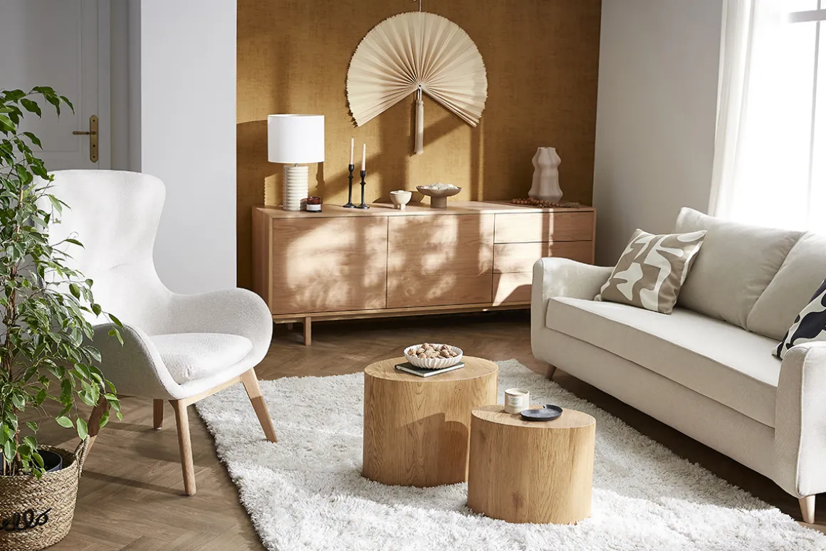 Miliboo Buffet-Buffet scandinave en bois clair 2 portes 3 tiroirs L195cm SID