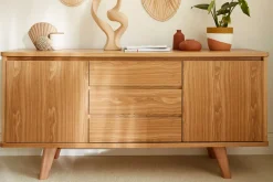 Miliboo Buffet-Buffet scandinave en bois clair 2 portes 3 tiroirs L160 cm FIFTIES