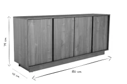 Miliboo Buffet-Buffet scandinave finition bois chêne 4 portes L180 cm COMO