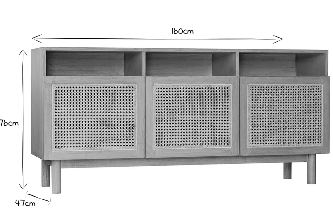 Miliboo Buffet-Buffet vintage en bois clair et cannage rotin L160 cm GALINA