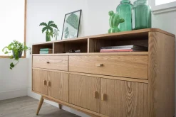 Miliboo Buffet|Commode-Buffet vintage en bois clair 4 portes 2 tiroirs L160 cm NORDECO