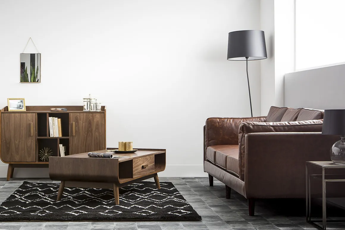 Miliboo Buffet-Buffet vintage en bois foncé noyer 2 portes L122 cm HALLEN