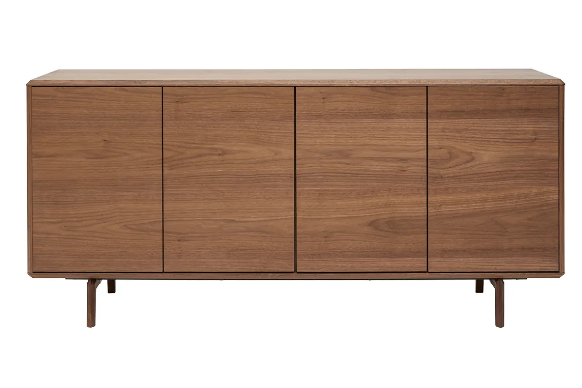 Miliboo Buffet-Buffet vintage en bois foncé noyer 4 portes L160 cm SUVA