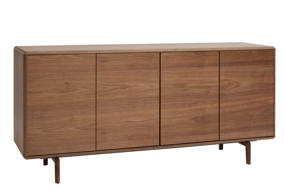 Miliboo Buffet-Buffet vintage en bois foncé noyer 4 portes L160 cm SUVA