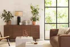 Miliboo Buffet-Buffet vintage en bois foncé noyer 4 portes L160 cm SUVA