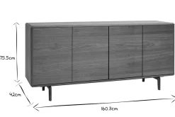 Miliboo Buffet-Buffet vintage en bois foncé noyer 4 portes L160 cm SUVA
