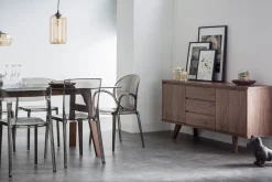 Miliboo Buffet-Buffet vintage en bois noyer 2 portes 3 tiroirs L160 cm FIFTIES