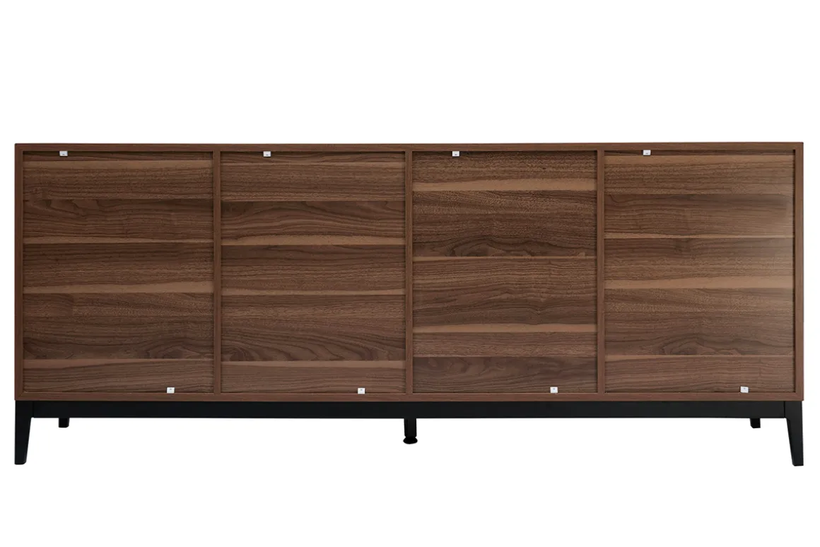 Miliboo Buffet-Buffet vintage finition bois foncé noyer et métal noir avec rangements L180 cm SARTO