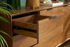 Miliboo Buffet-Buffet vintage finition bois foncé noyer et métal noir avec rangements L180 cm SARTO