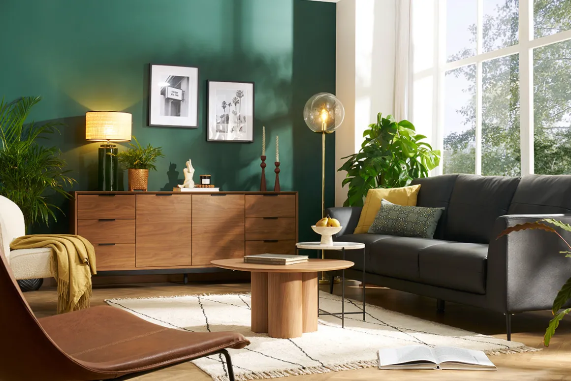 Miliboo Buffet-Buffet vintage finition bois foncé noyer et métal noir avec rangements L180 cm SARTO