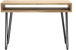 Miliboo Bureau Design|Console-Bureau avec rangement en bois manguier massif et métal noir L116 cm VIBES