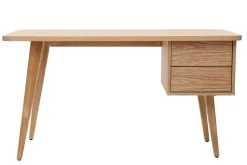 Miliboo Bureau Design-Bureau avec rangements 2 tiroirs scandinave bois clair chêne L140 cm FIFTIES