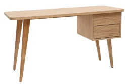 Miliboo Bureau Design-Bureau avec rangements 2 tiroirs scandinave bois clair chêne L140 cm FIFTIES