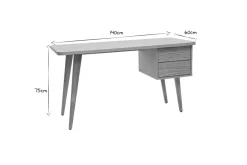 Miliboo Bureau Design-Bureau avec rangements 2 tiroirs scandinave bois clair chêne L140 cm FIFTIES