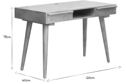 Miliboo Bureau Design-Bureau avec rangements 2 tiroirs ethnique bois manguier massif gravé L120 cm KAFFIR
